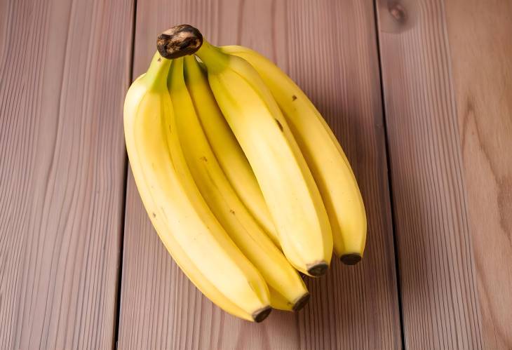 Fresh Bananas on Rustic Wooden Background